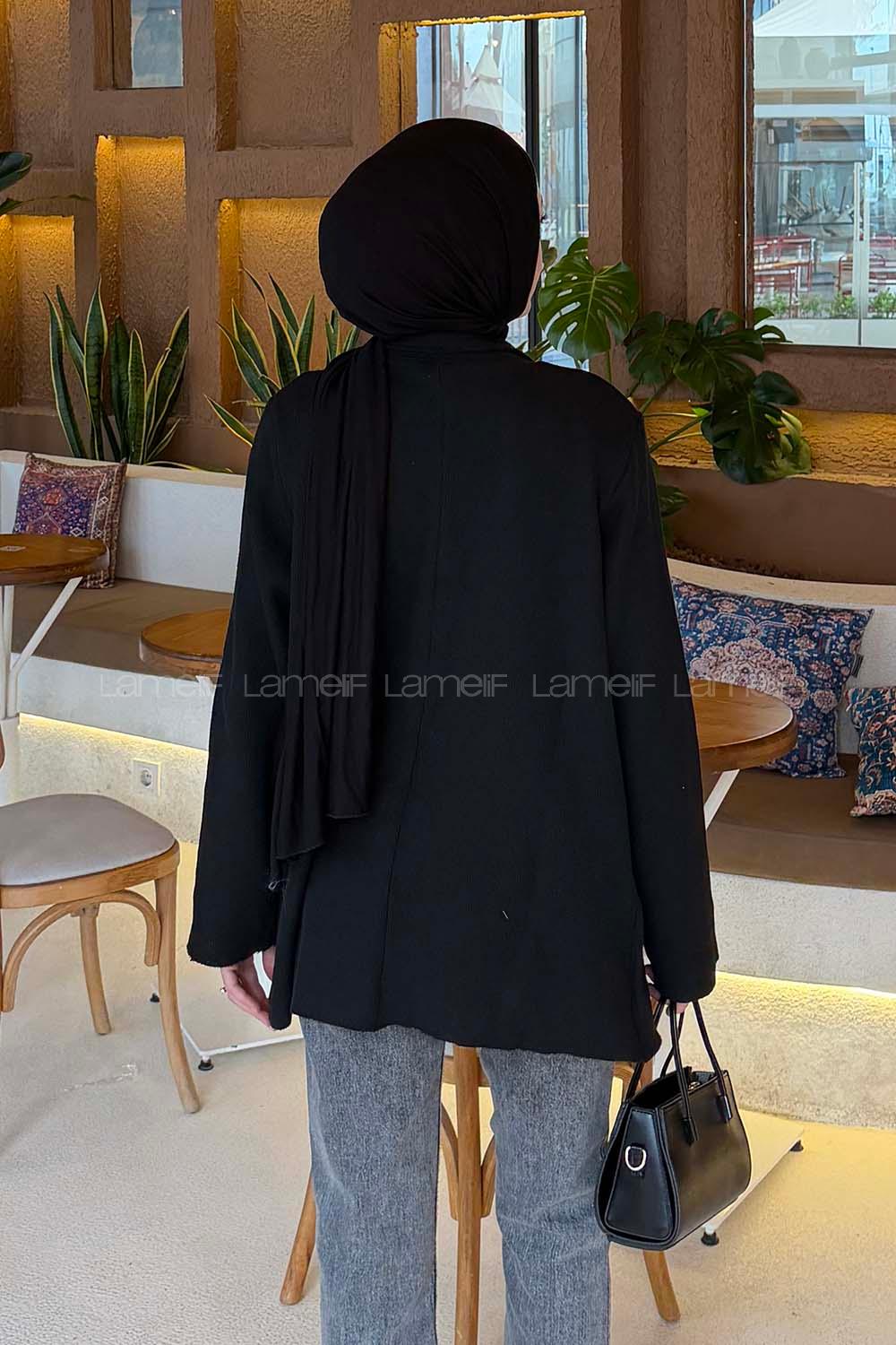 Black Jacket Collar Long Arm Cotton Jacket