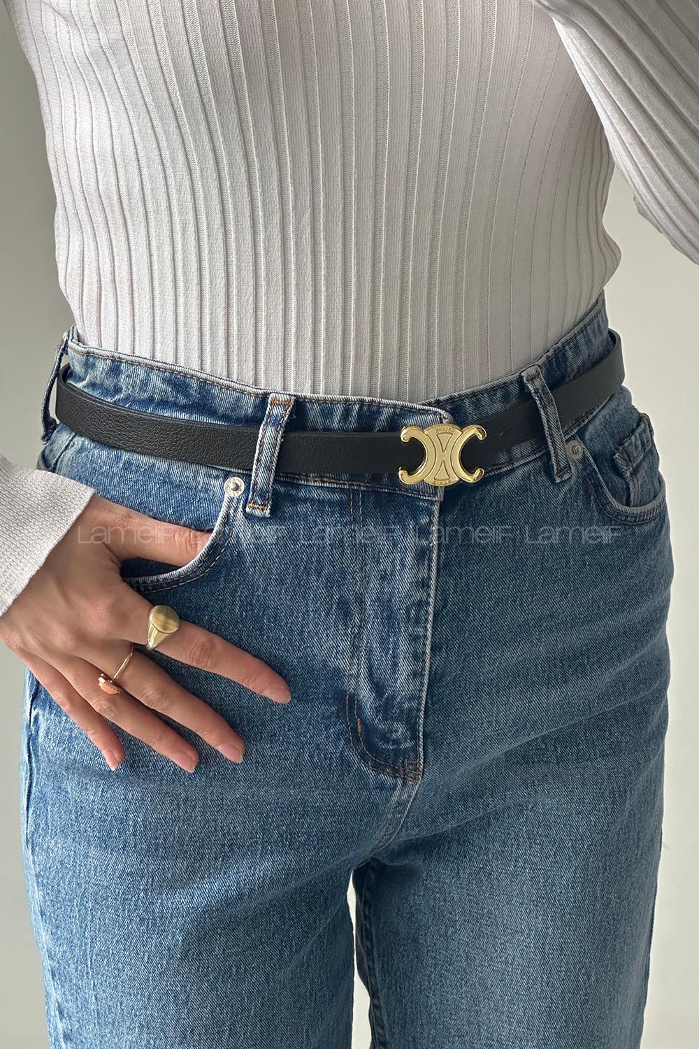 Black Buckle Skin Belt