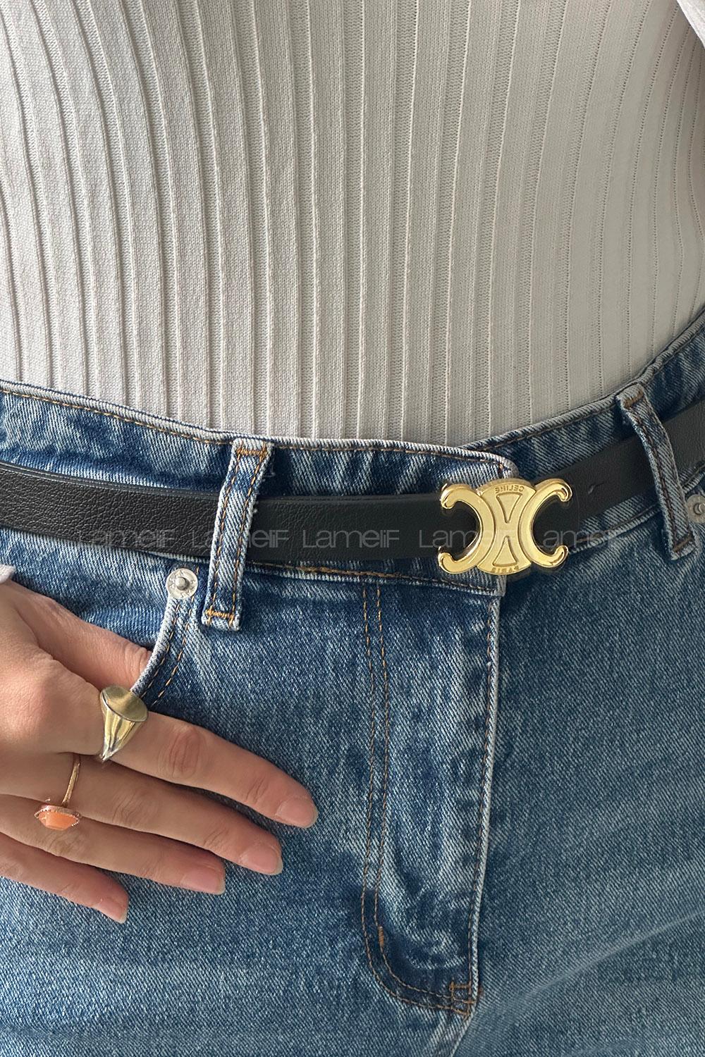 Black Buckle Skin Belt