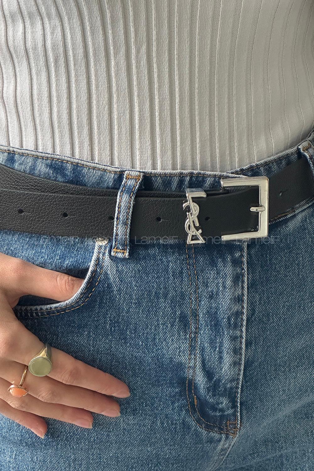 Black Buckle Skin Belt