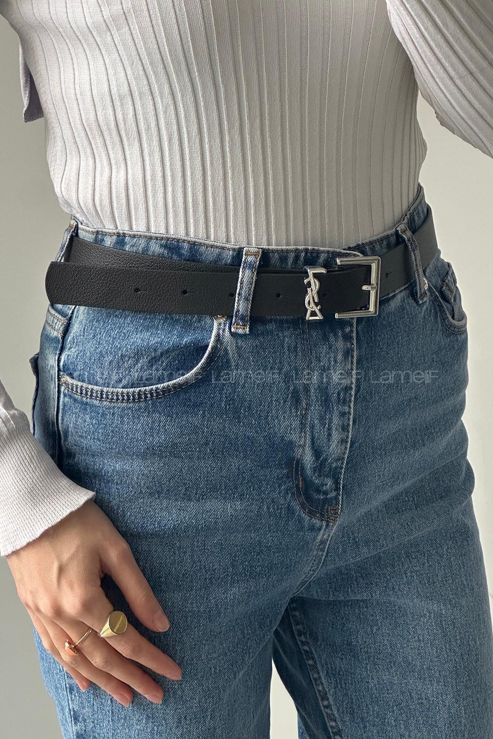 Black Buckle Skin Belt
