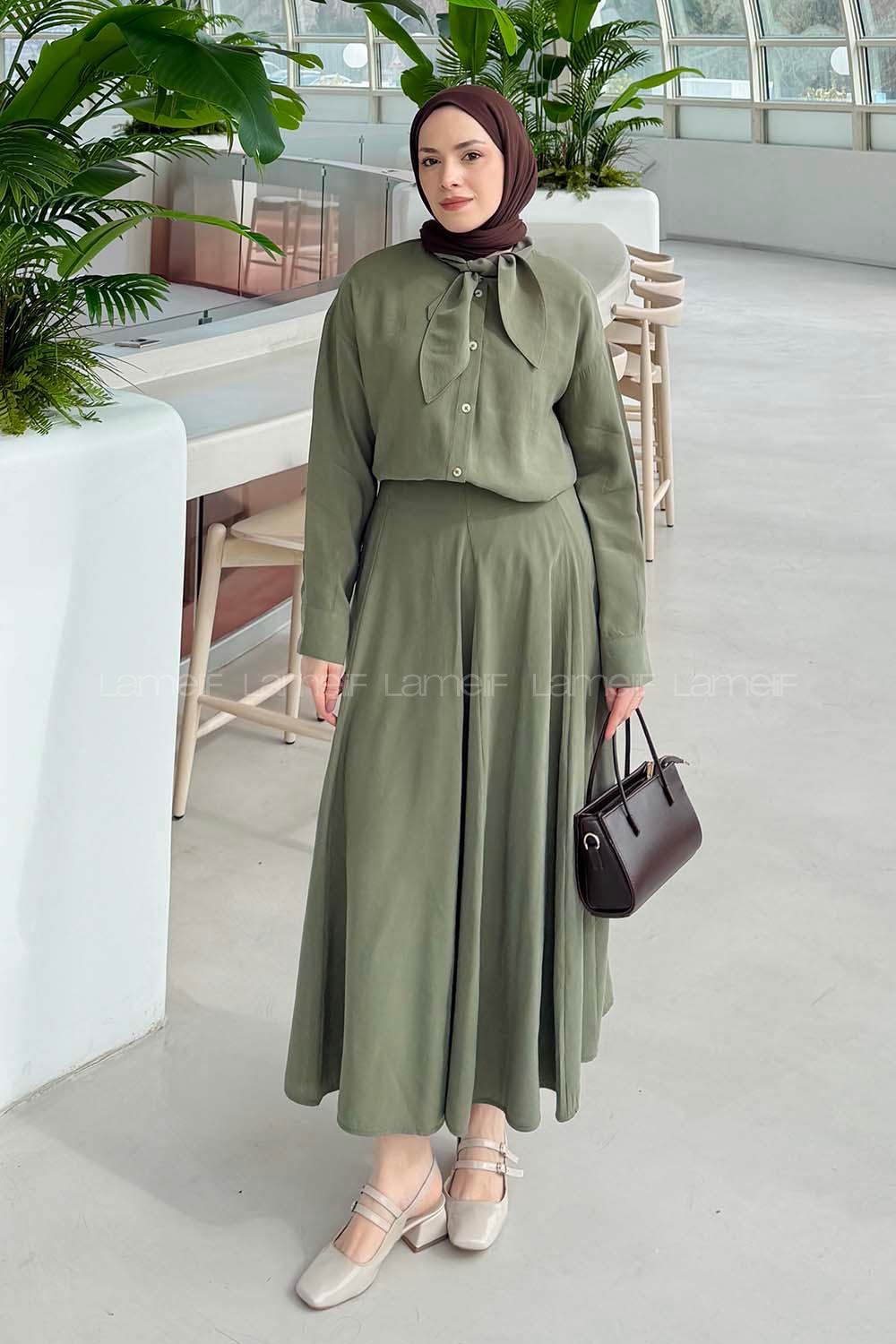 Lamelif Fular Yakalı Takım Haki