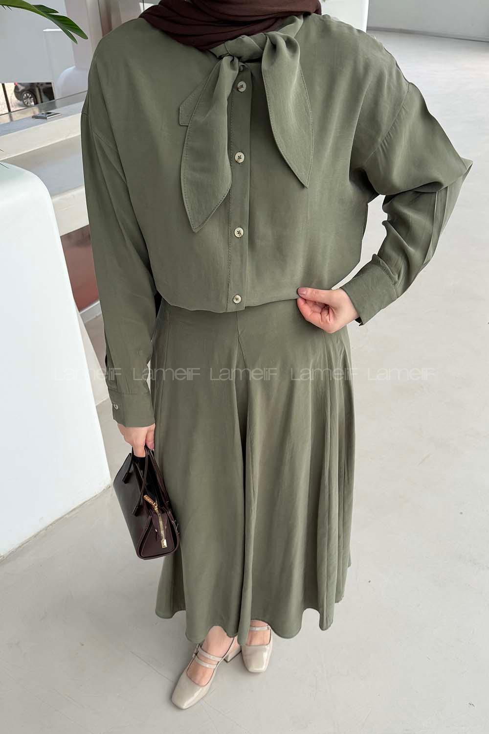 Lamelif Fular Yakalı Takım Haki