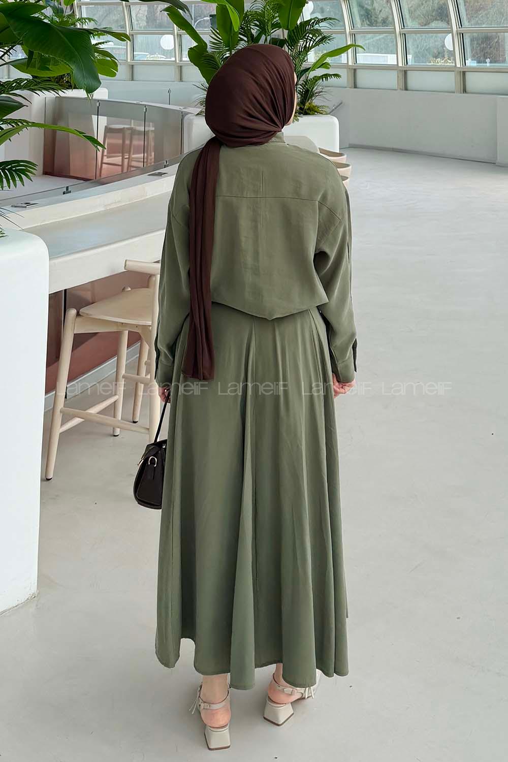 Lamelif Fular Yakalı Takım Haki