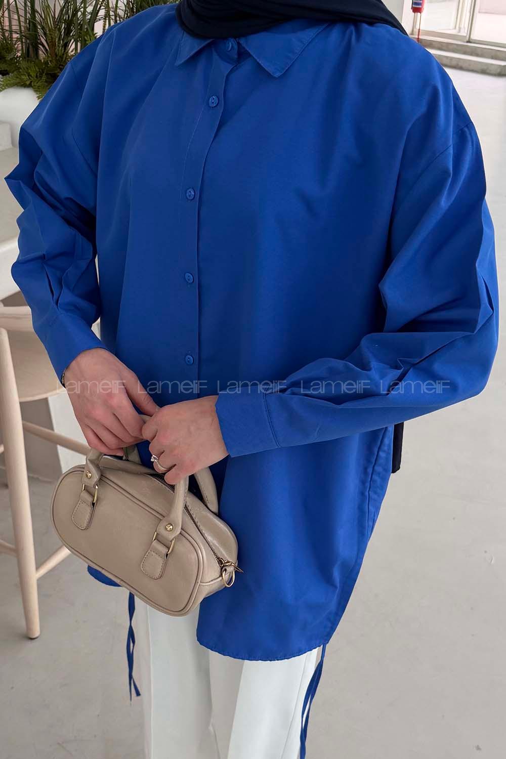 Lamelif Oversize Gömlek Saks Mavisi