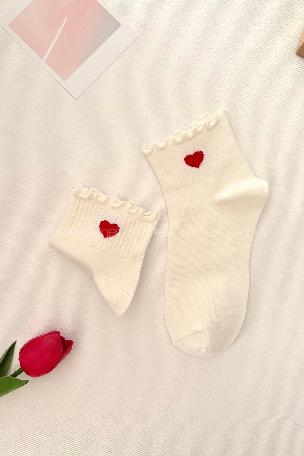 Lamelif 3lü Fırfırlı Kalpli Çorap