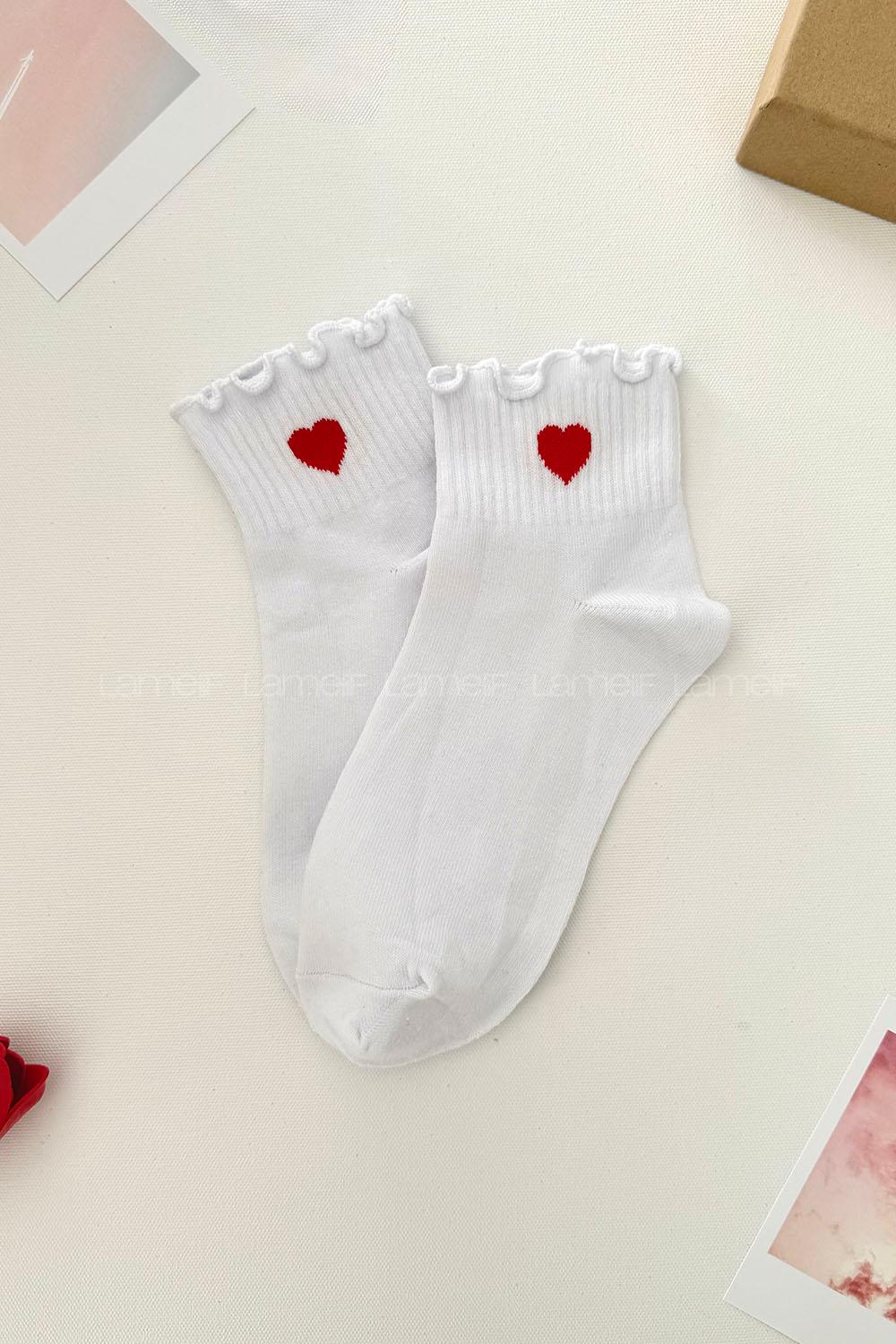 Lamelif 3lü Fırfırlı Kalpli Çorap