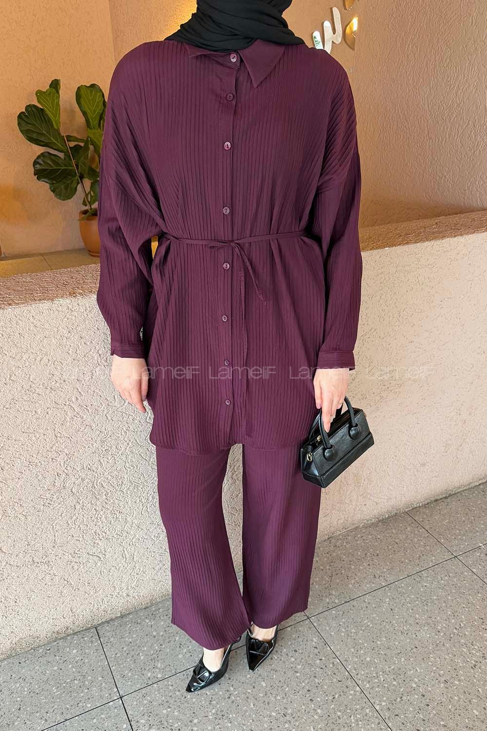 Lamelif Bağlamalı Takım Mürdüm