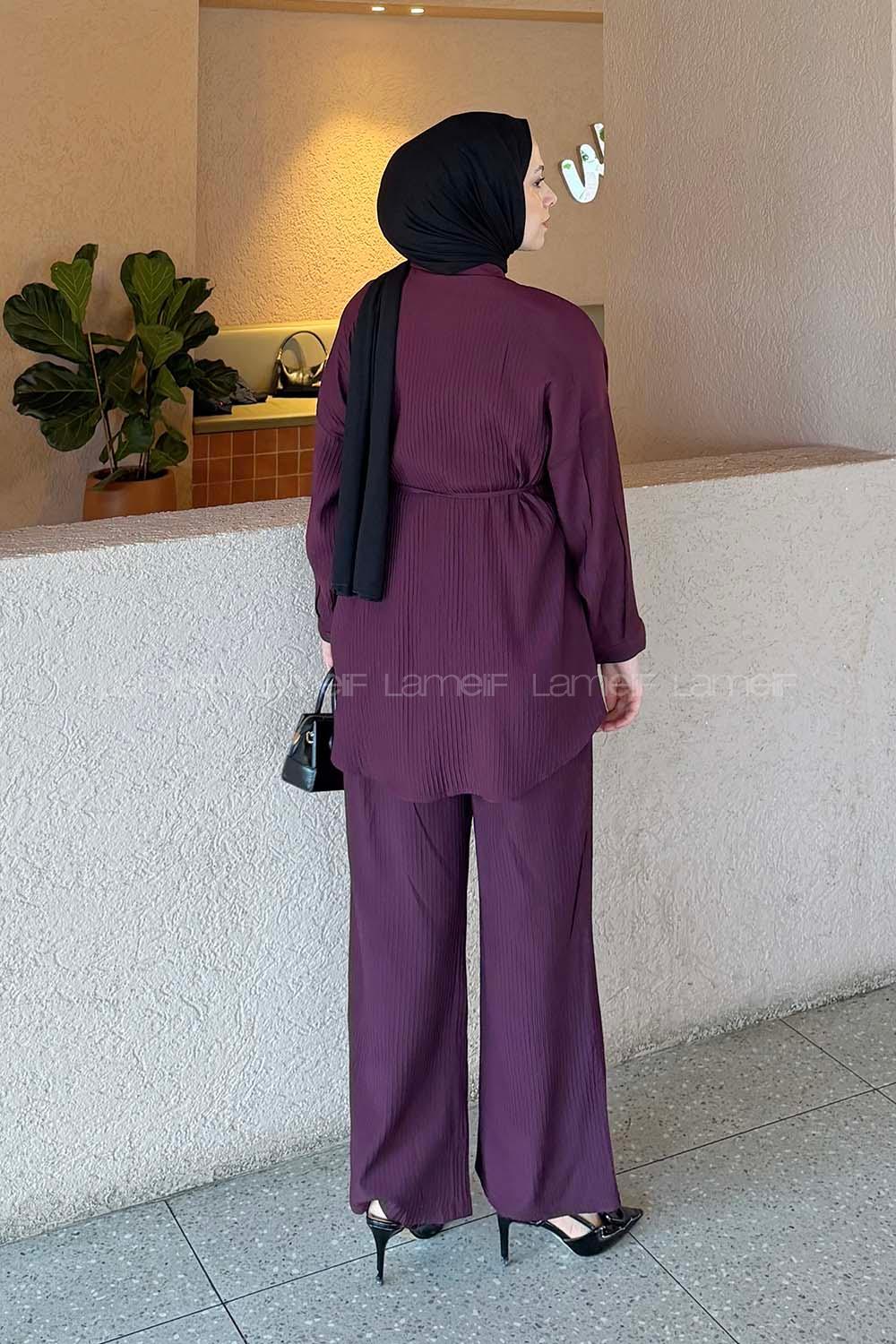 Lamelif Bağlamalı Takım Mürdüm