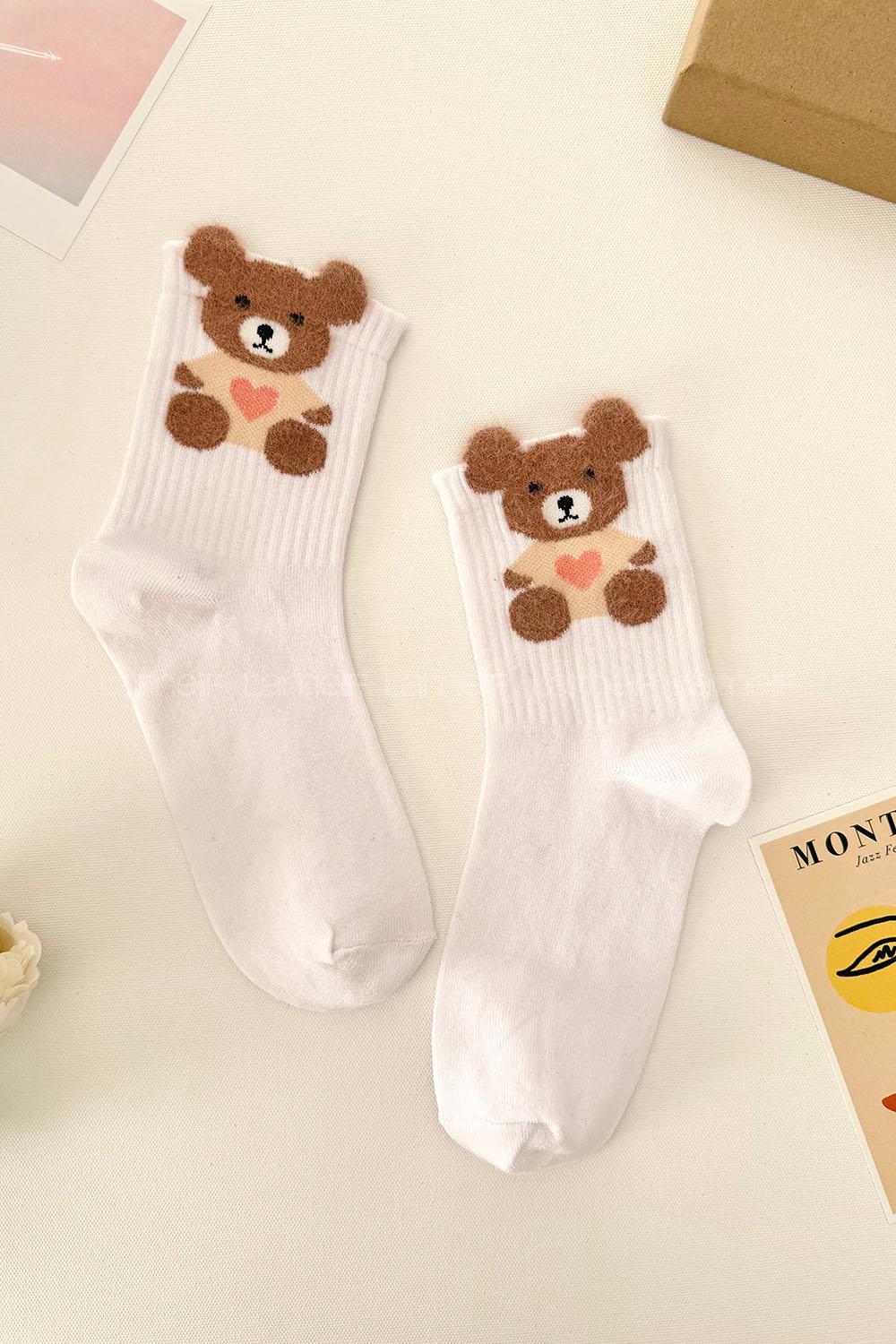 Lamelif Kulak Detay Tüylü Ayı Çorap