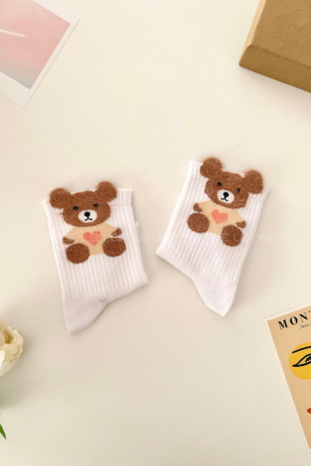 Lamelif Kulak Detay Tüylü Ayı Çorap