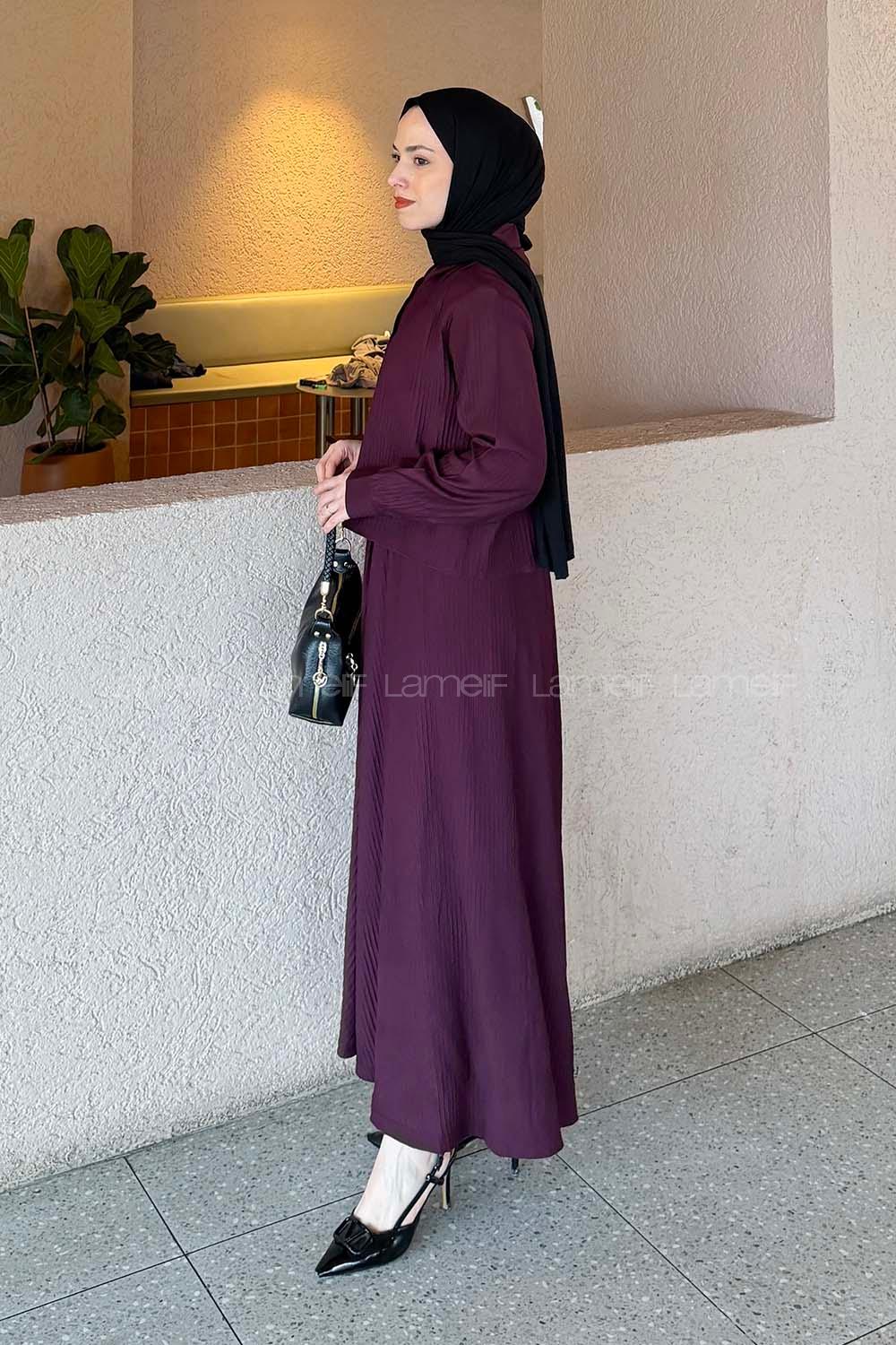 Plum Shirt Collar Long Arm Cotton Straight Skirt Suit