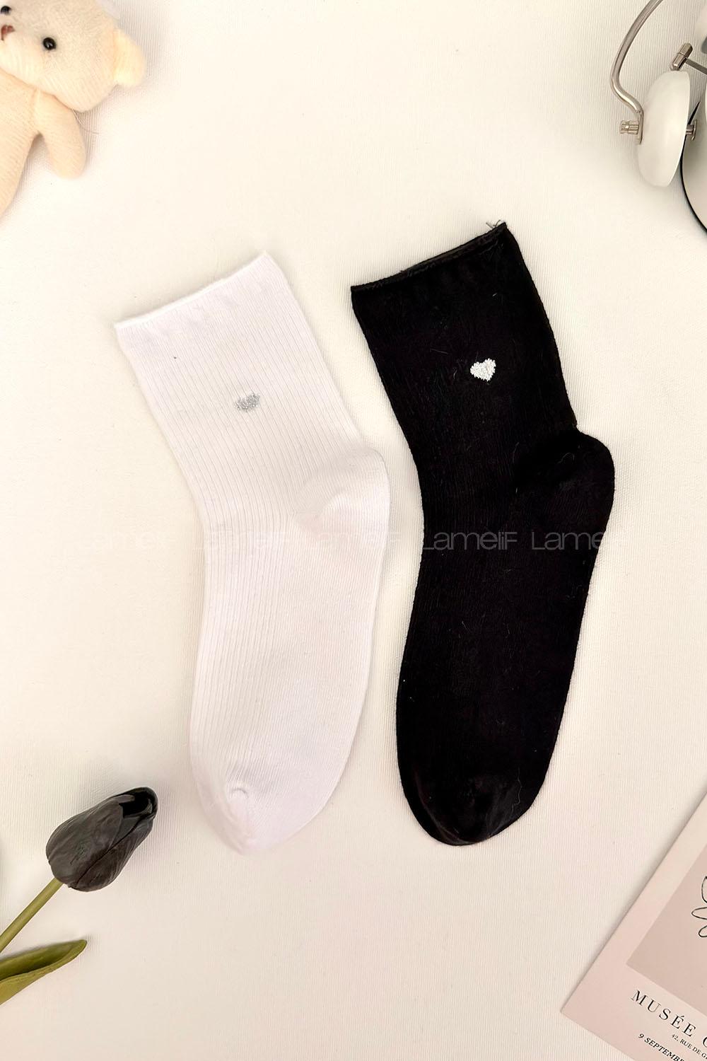 Lamelif 2li Dikişsiz Kalpli Çorap