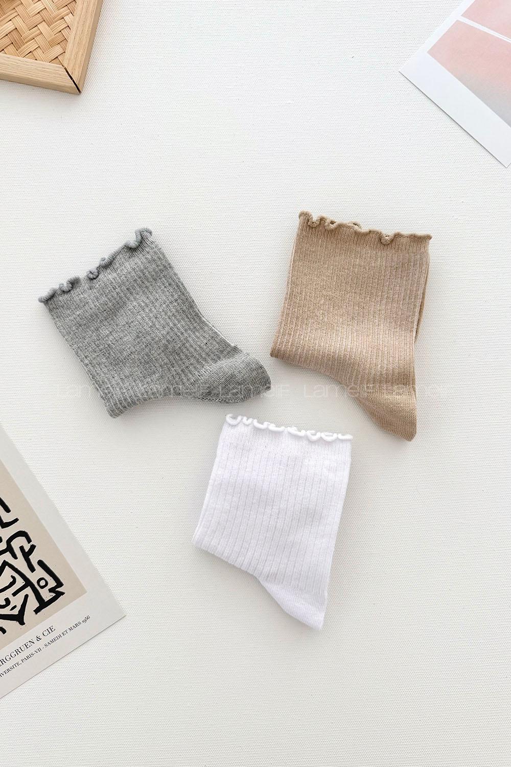Lamelif 3lü Fırfırlı Kolej Çorap