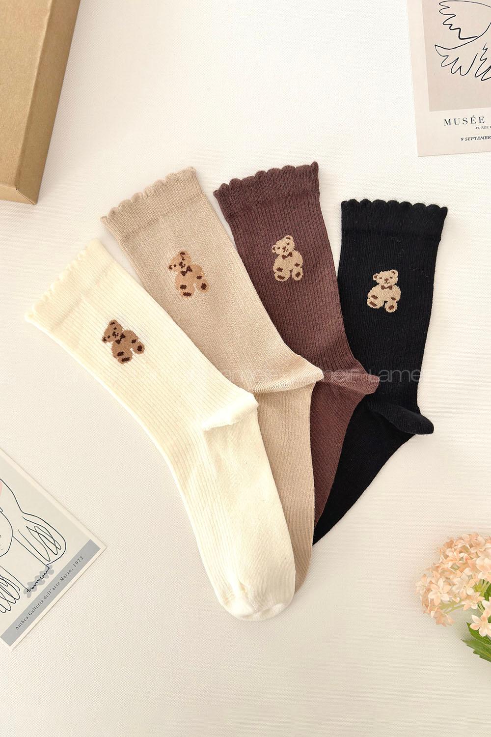 Lamelif 4lü Sevimli Ayı Soket Çorap