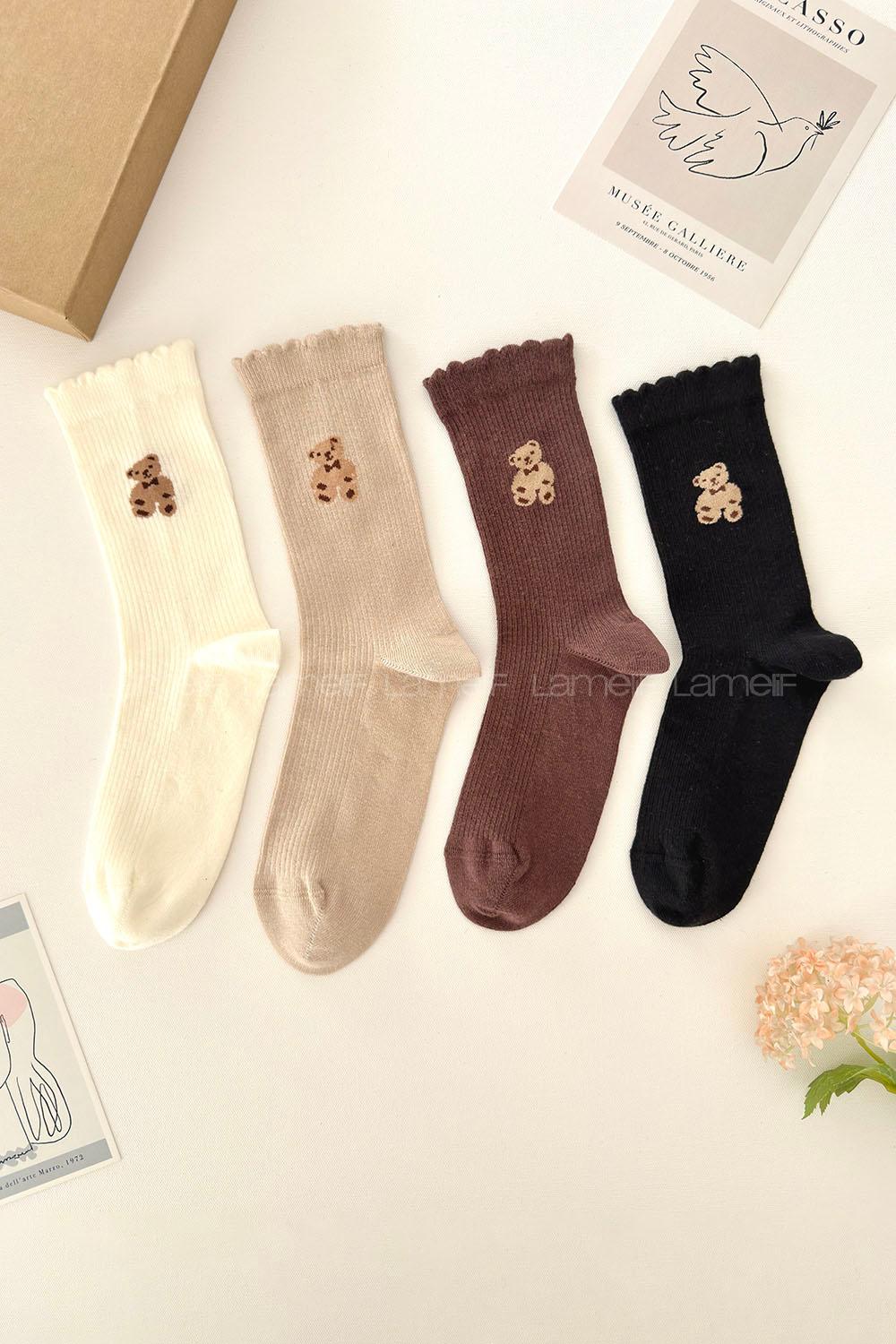 Lamelif 4lü Sevimli Ayı Soket Çorap