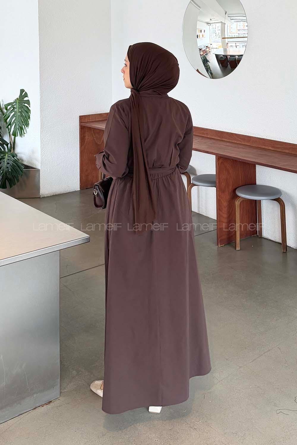 Bitter Brown Normal Neck Cotton Dresess