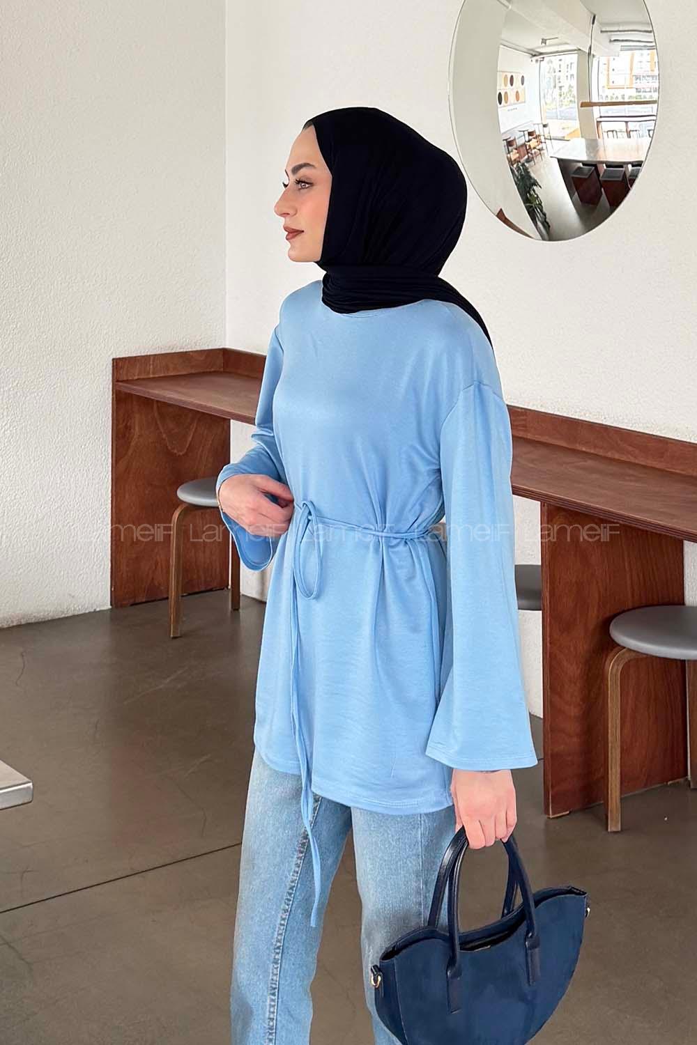 Lamelif Bağlama Detaylı Sweat Bebe mavisi