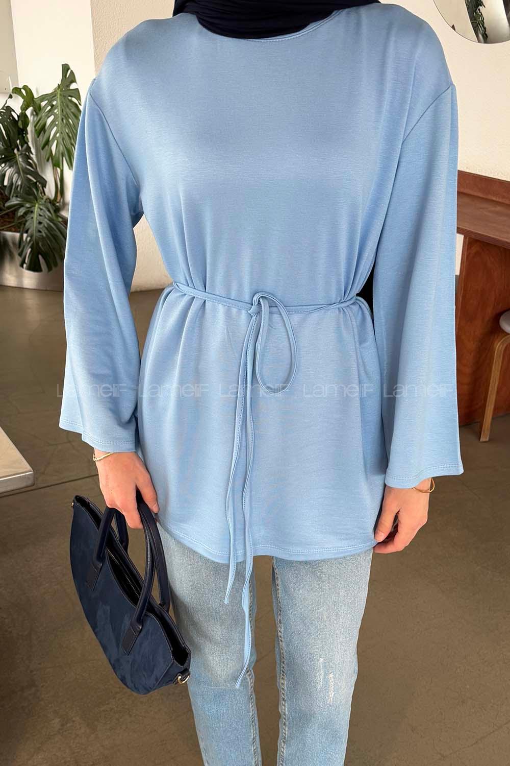 Lamelif Bağlama Detaylı Sweat Bebe mavisi