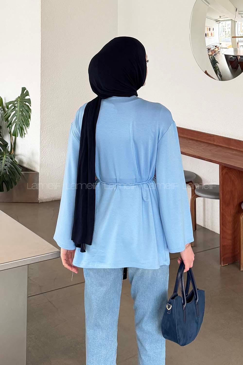 Lamelif Bağlama Detaylı Sweat Bebe mavisi