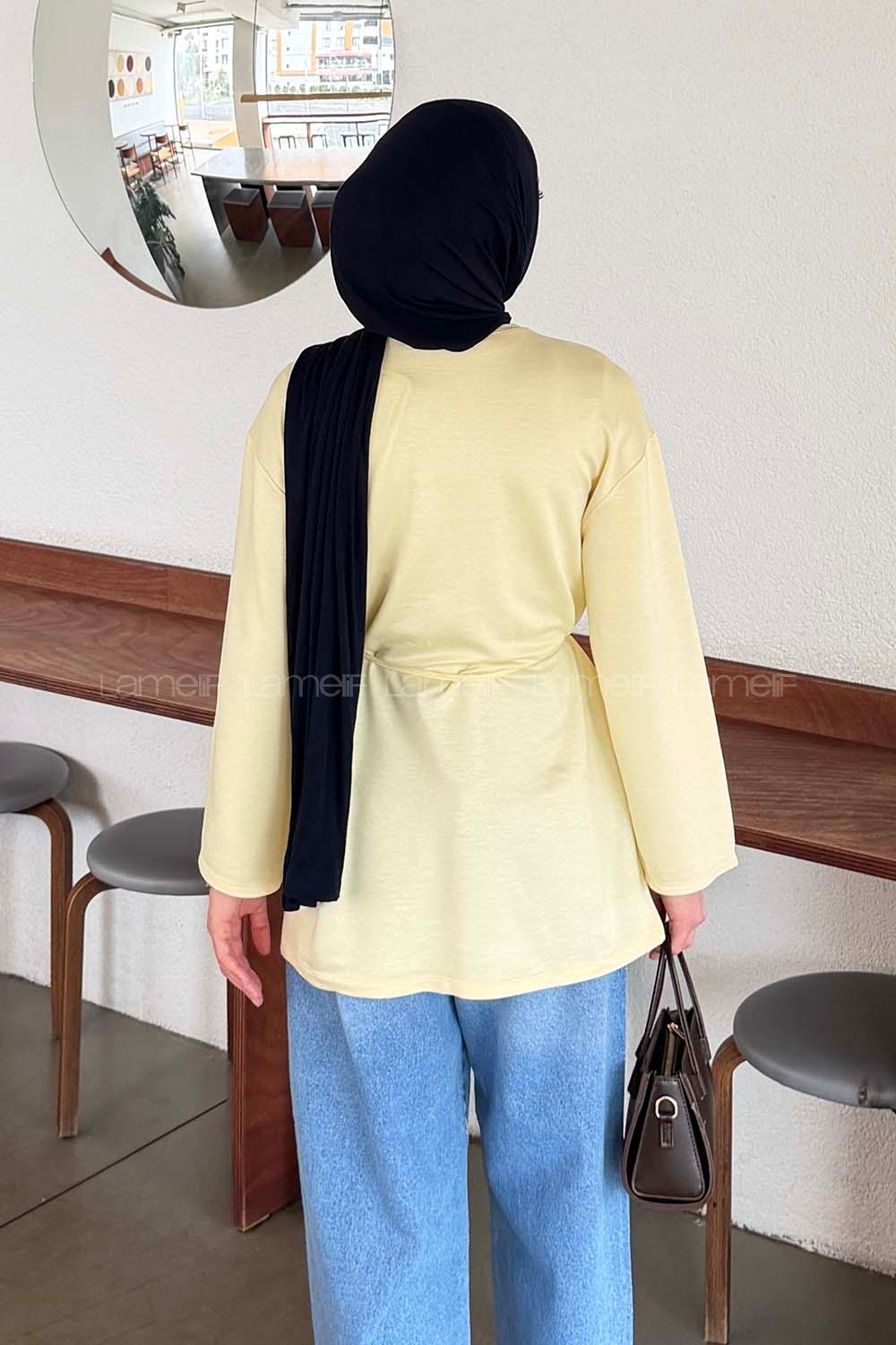 Lamelif Bağlama Detaylı Sweat Sarı