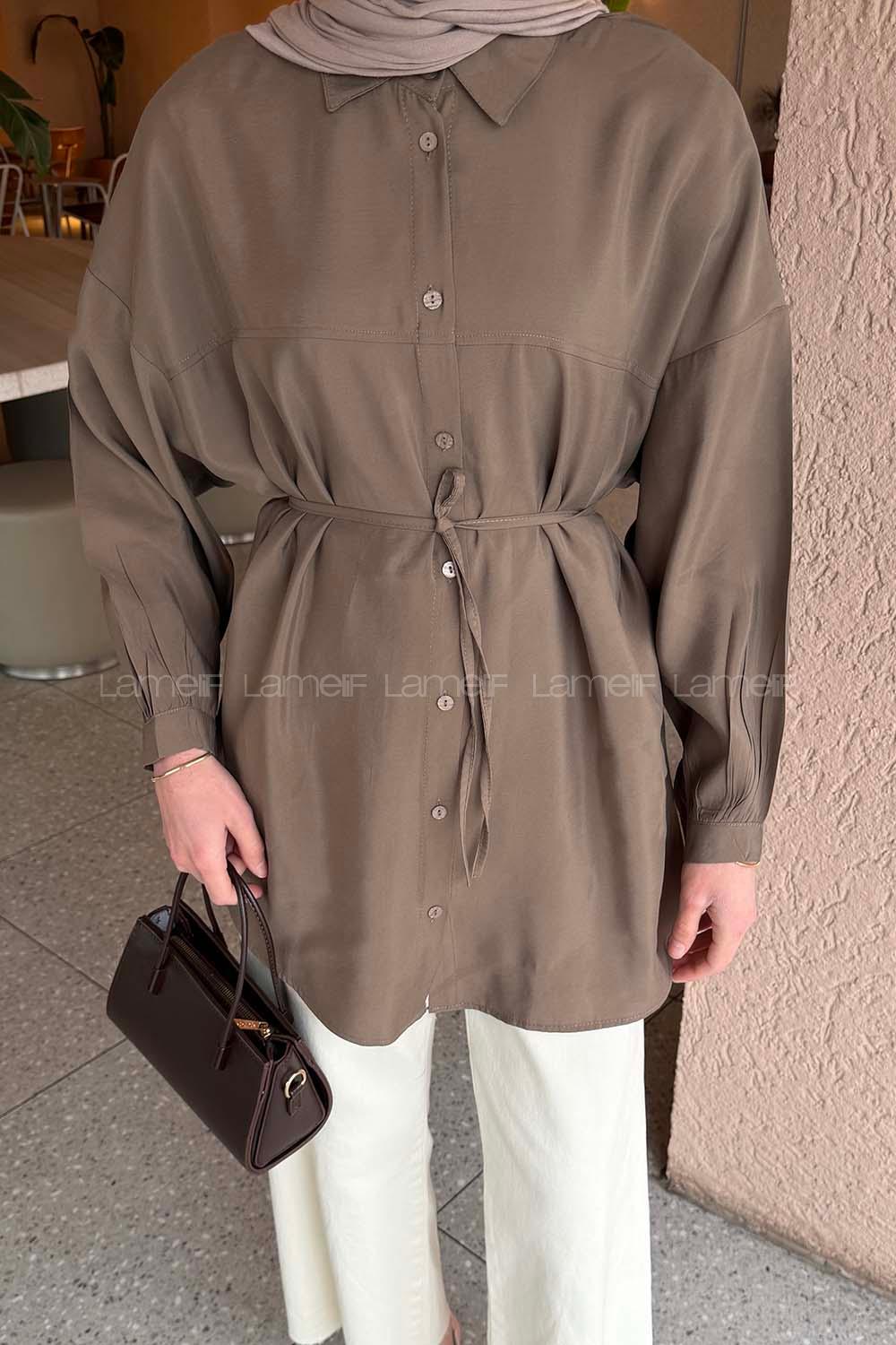 Soft Brown Shirt Collar Long Arm Cupra Unprinted Shirt