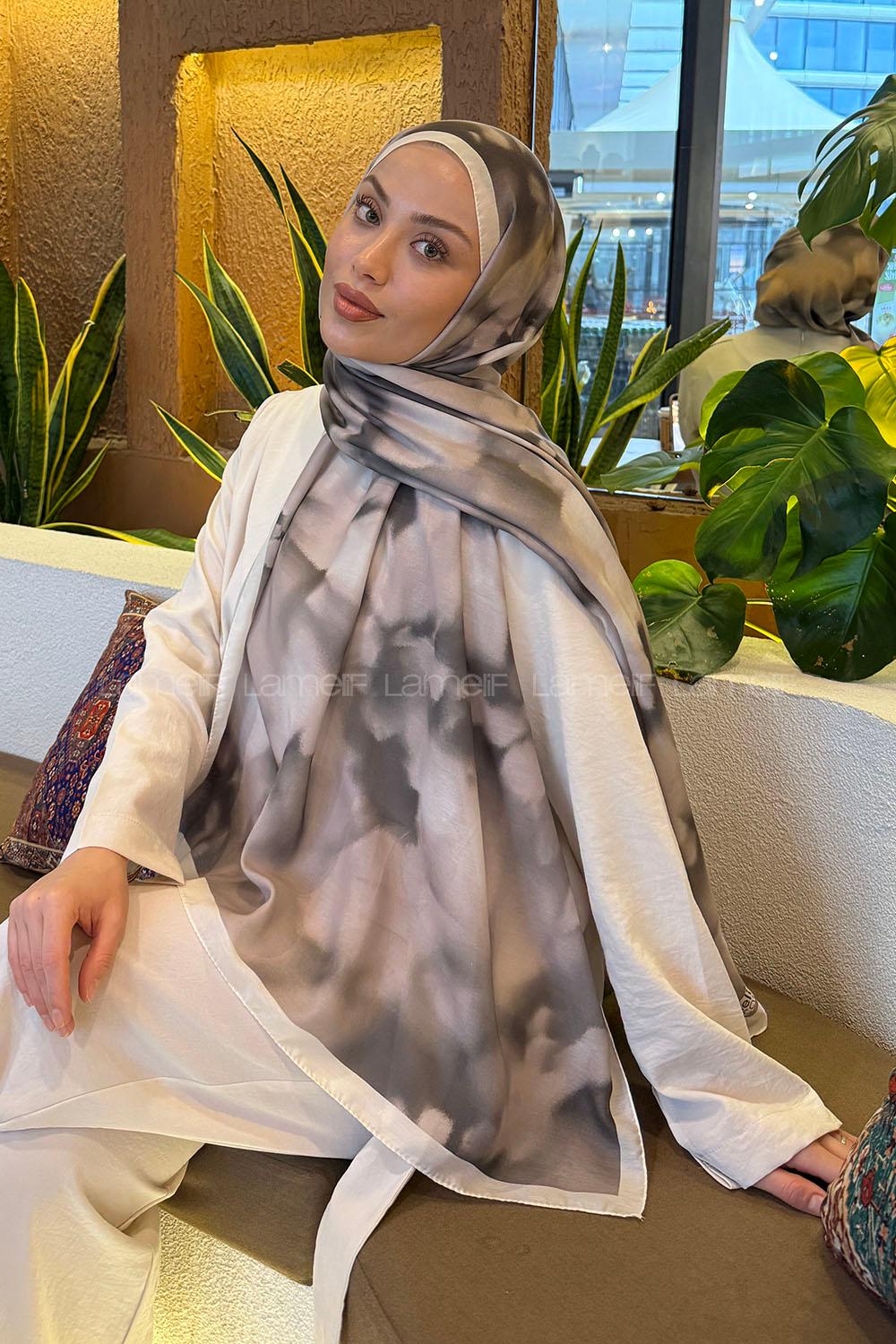 Lamelif Batik Desen Soft Şal Vizon