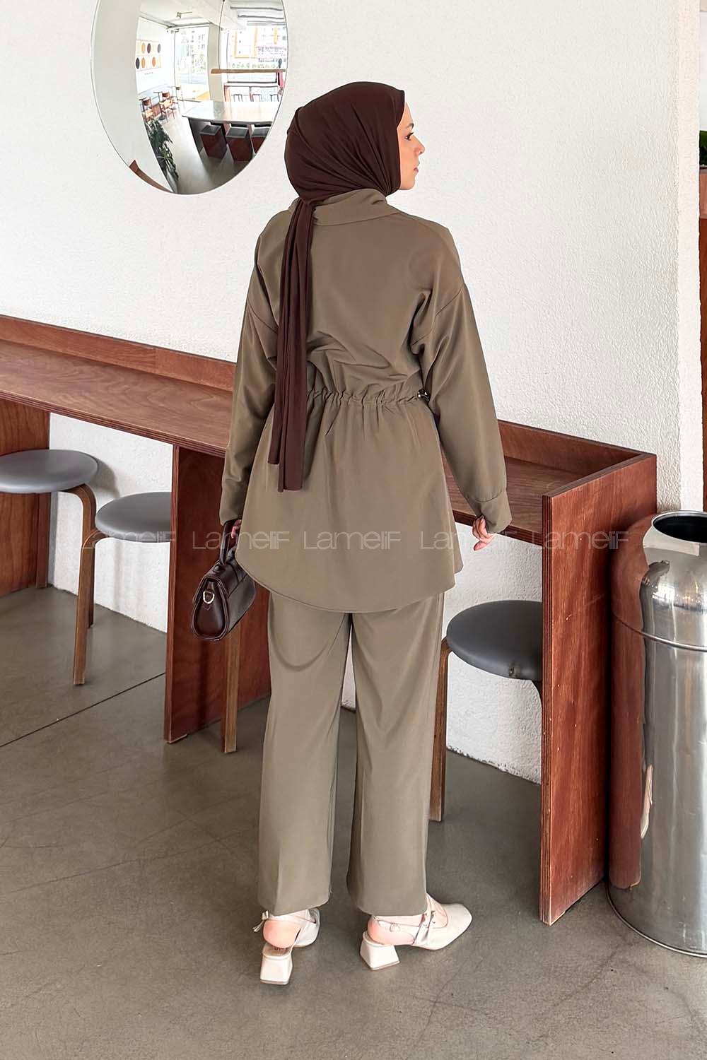 Khaki Shirt Collar Long Arm Cotton Regular Trousers Comfortable Suit