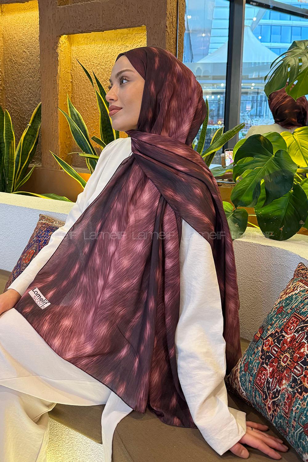 Lamelif Ceylan Desen Soft Şal Bordo