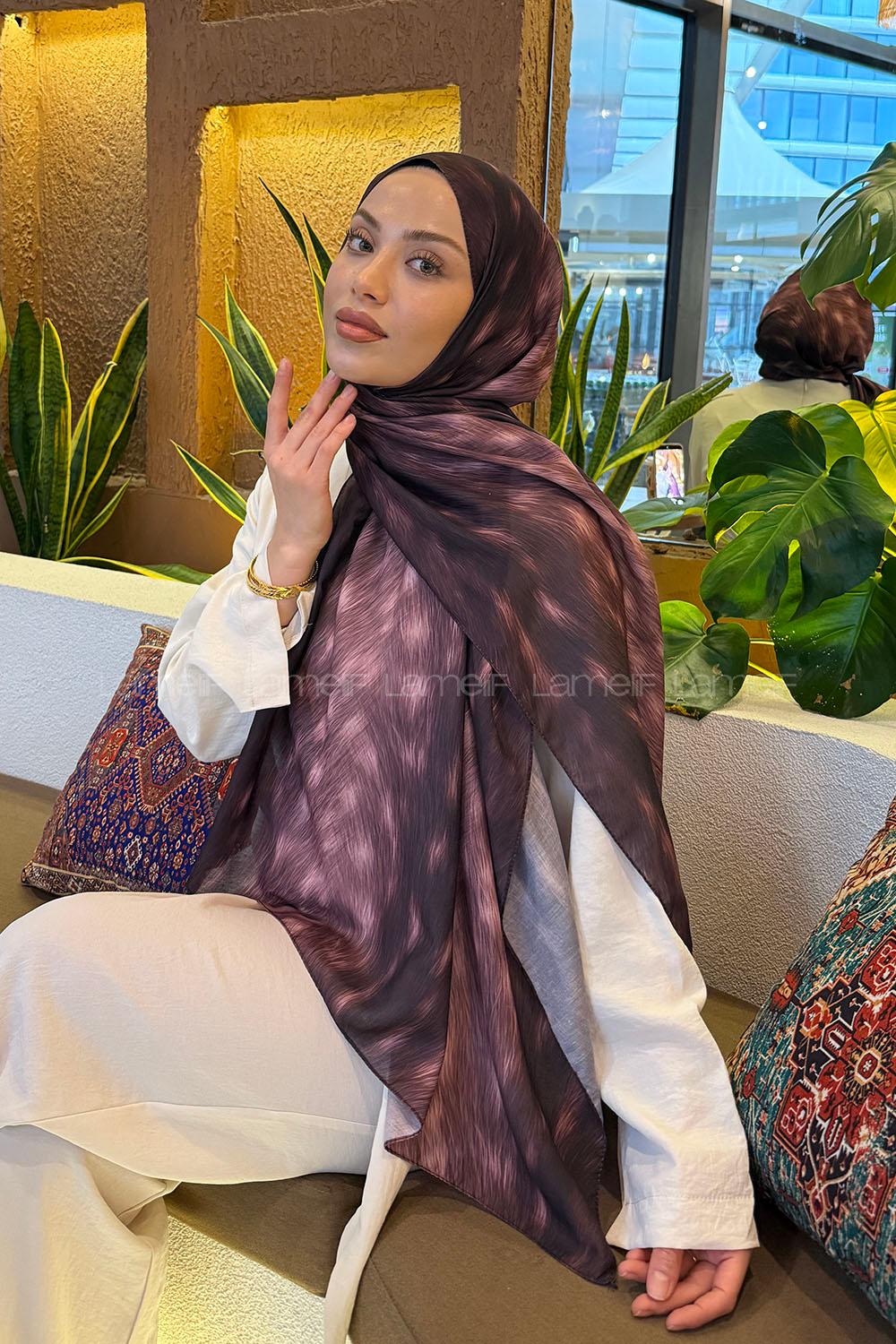 Lamelif Ceylan Desen Soft Şal Koyu Bordo