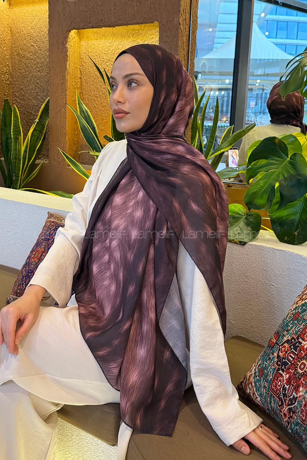 Lamelif Ceylan Desen Soft Şal Koyu Bordo