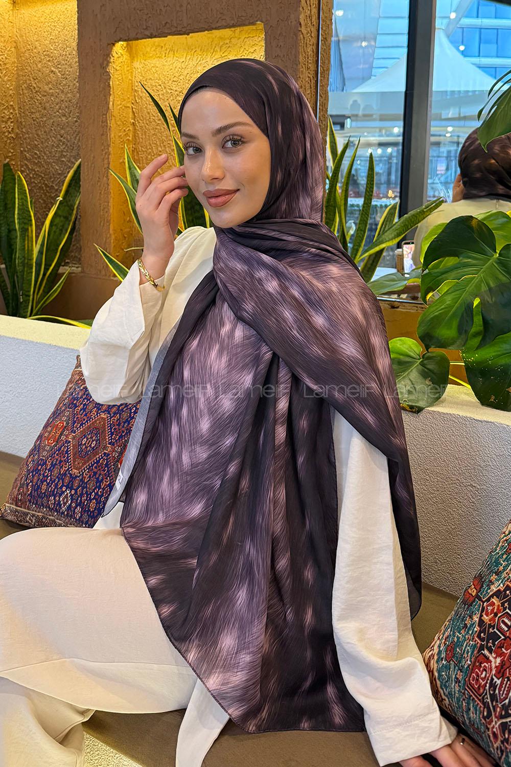 Lamelif Ceylan Desen Soft Şal Mürdüm