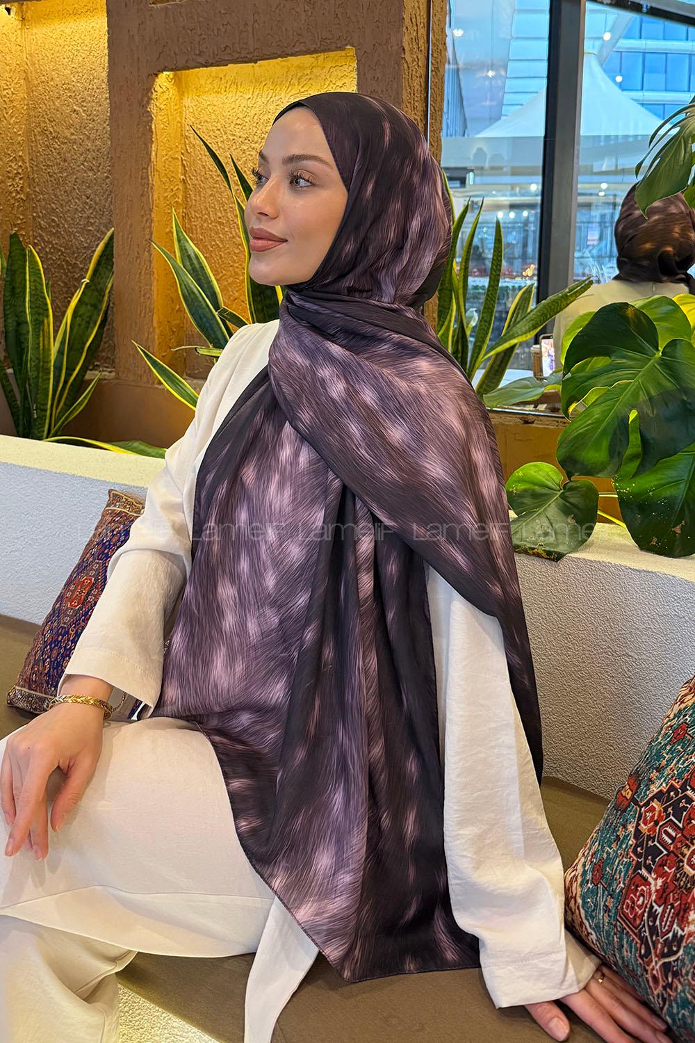 Lamelif Ceylan Desen Soft Şal Mürdüm