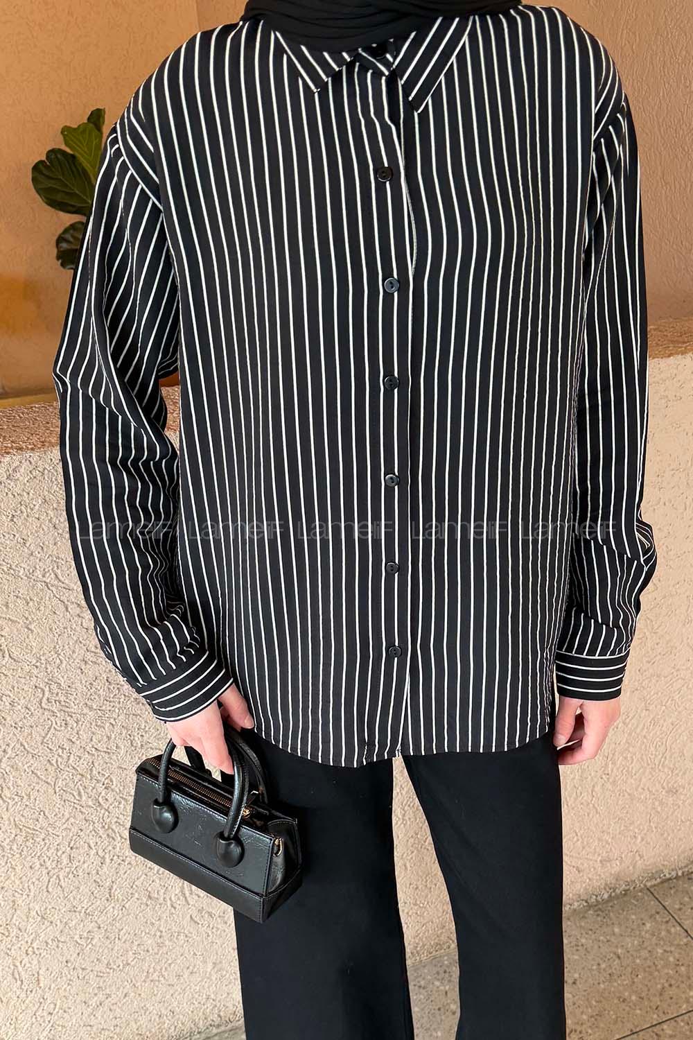 Black Shirt Collar Long Arm Modal Shirt