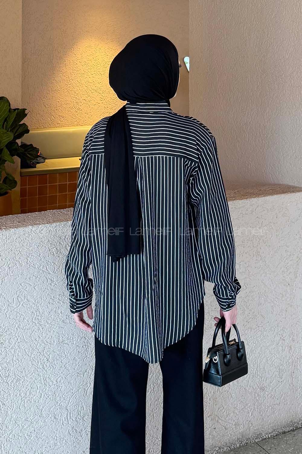 Black Shirt Collar Long Arm Modal Shirt