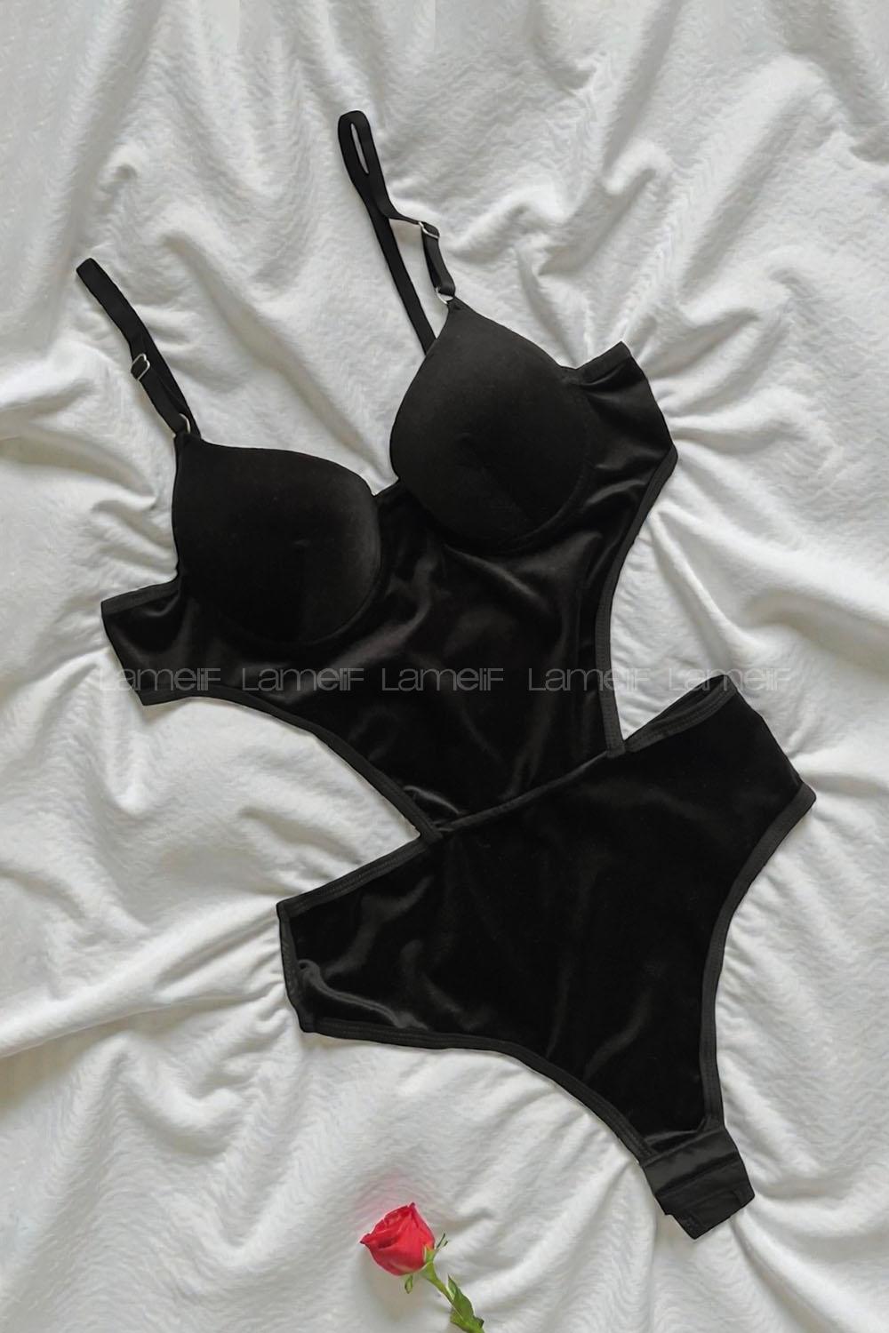 Lamelif KadifeBadysuit Takım