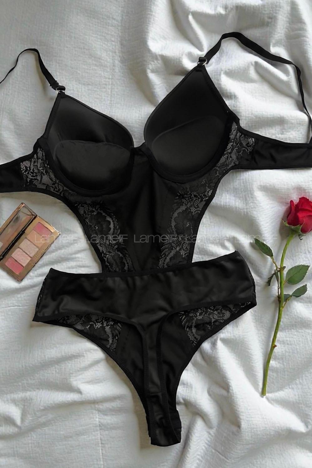 Lamelif KadifeBadysuit Takım