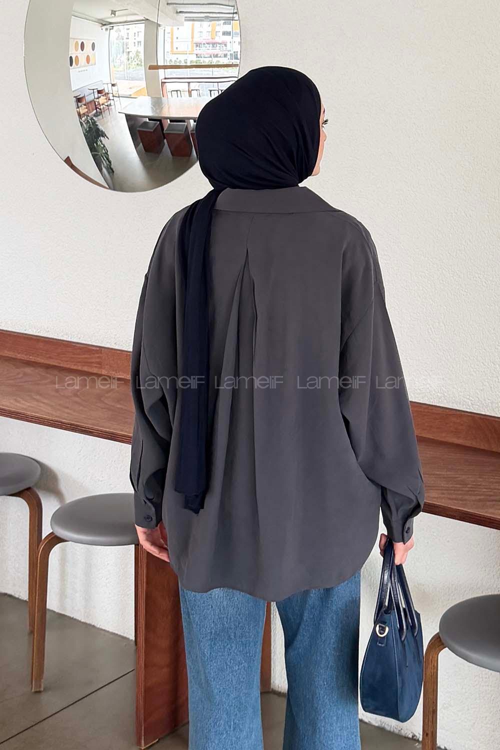 Lamelif Tensel Gömlek Antrasit