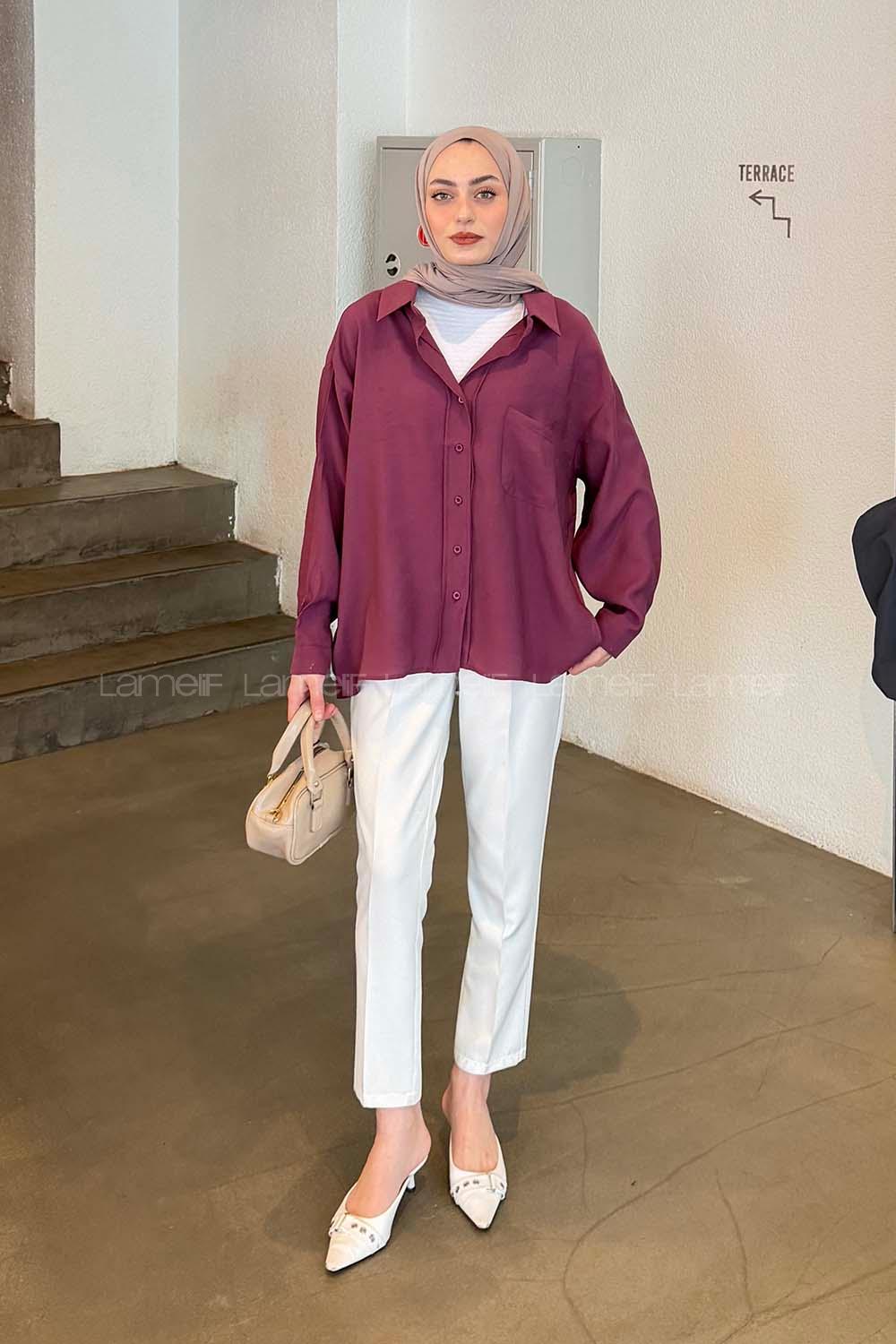 Lamelif Tensel Gömlek Gül