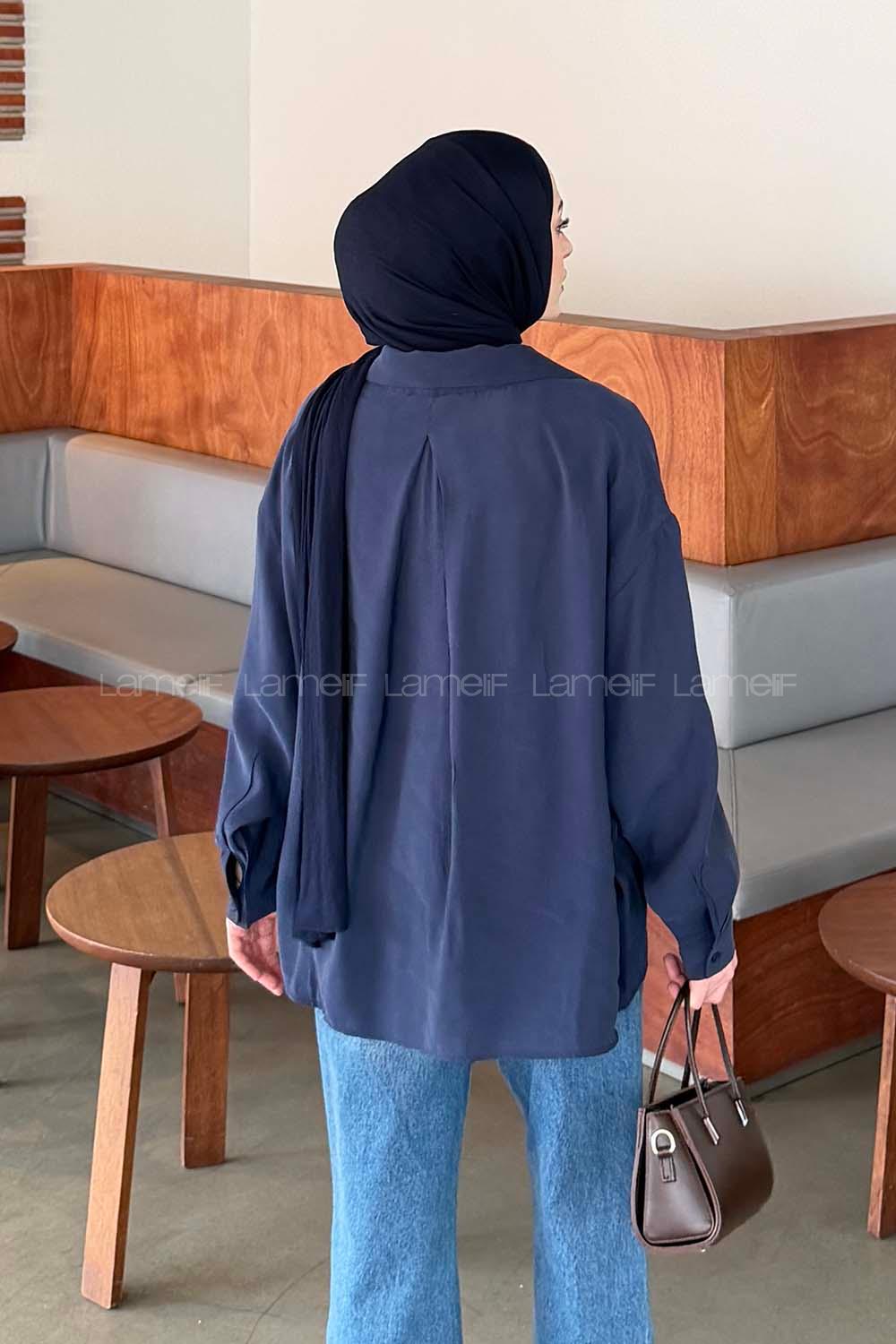 Lamelif Tensel Gömlek Lacivert