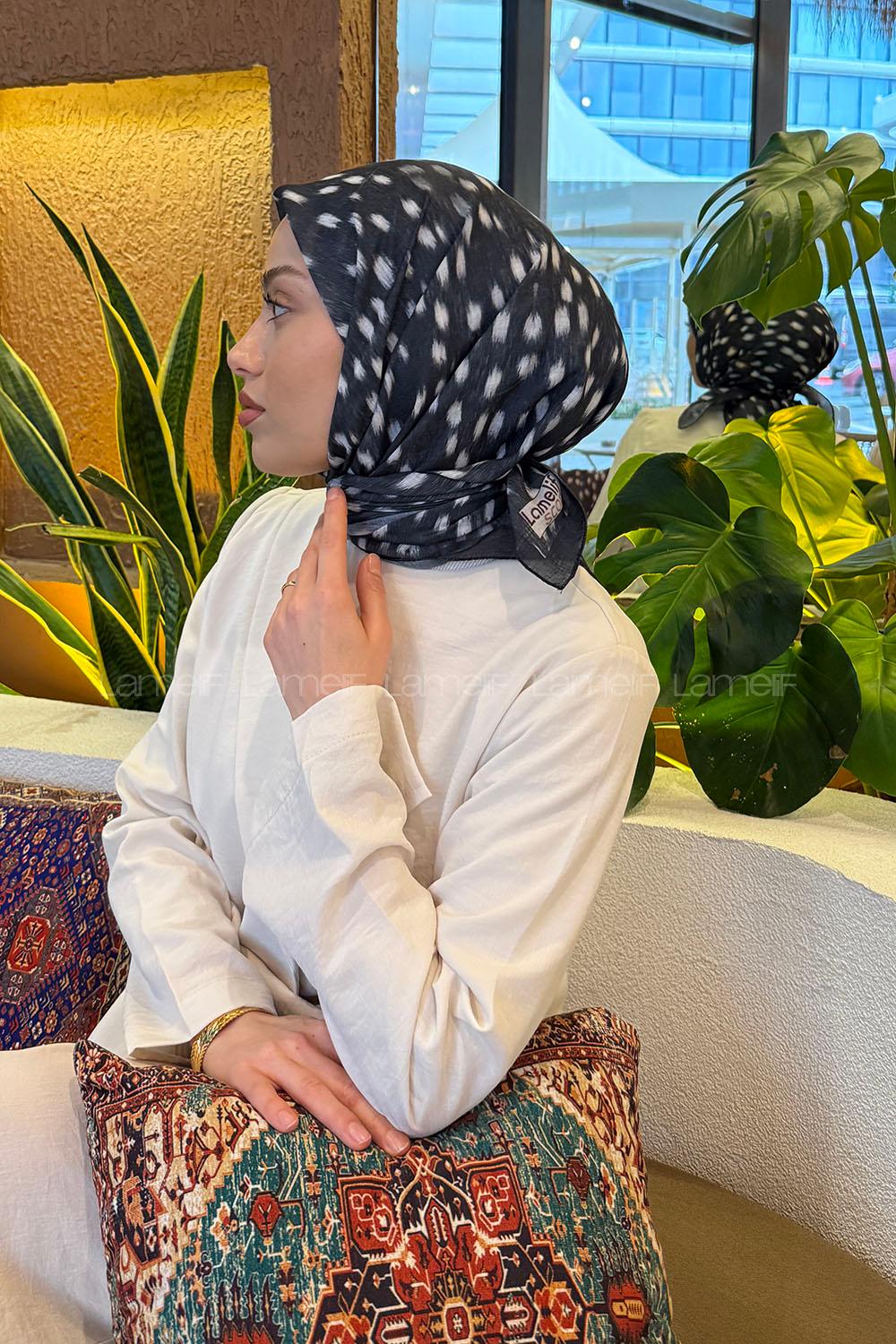 Lamelif Ceylan Desen Soft Eşarp Siyah