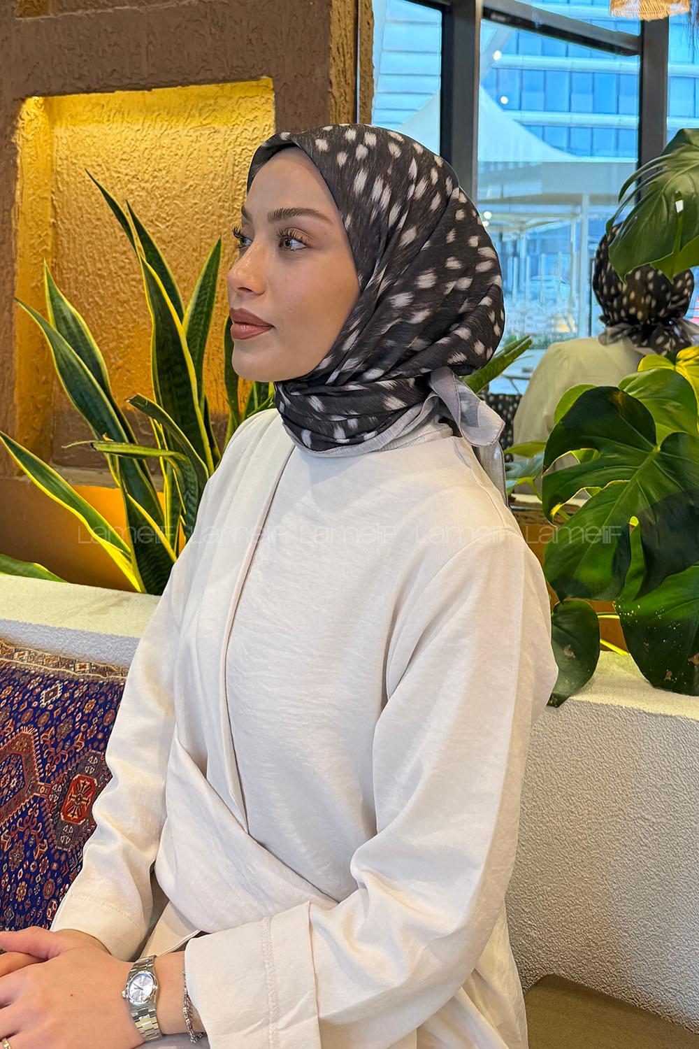 Lamelif Ceylan Desen Soft Eşarp Vizon