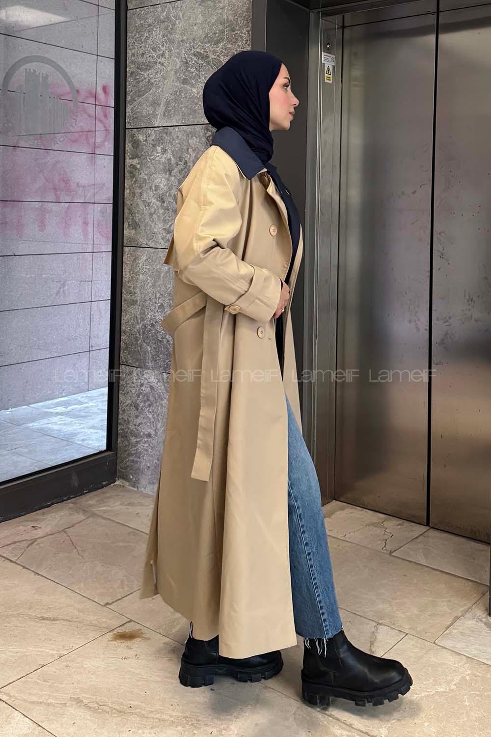 Lamelif Garnili Uzun Trenç Sütlü Kahve