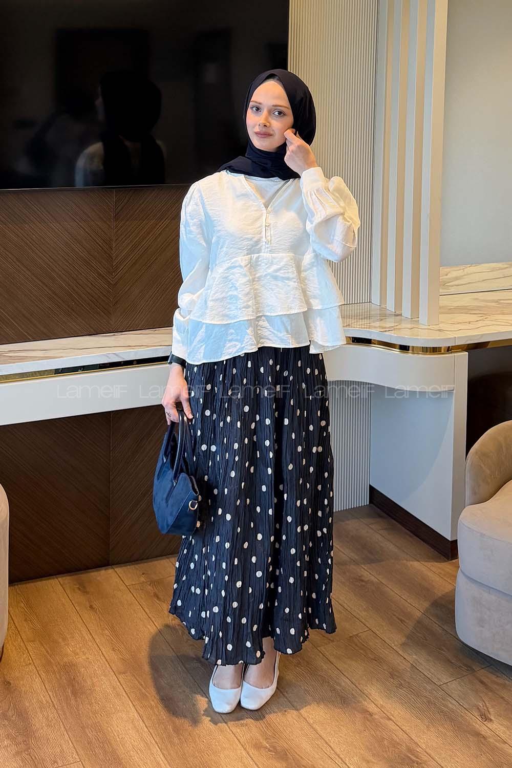 Lamelif Fırfırlı Bluz Ekru