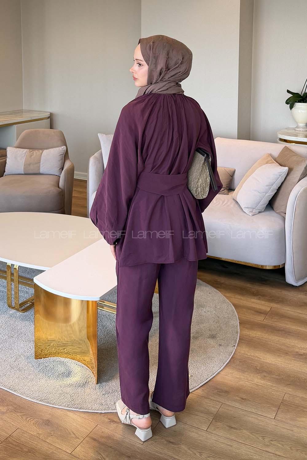 Plum Crew Neck Long Arm Modal Regular Trousers Comfortable Suit