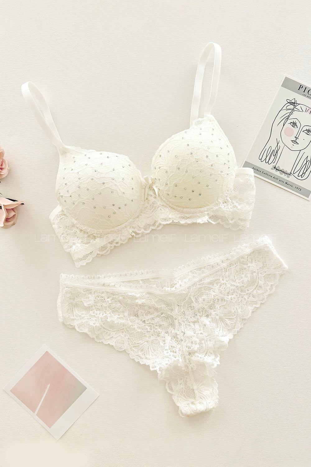 Lamelif Taşlı Dantelli Destekli Sütyen Takım 