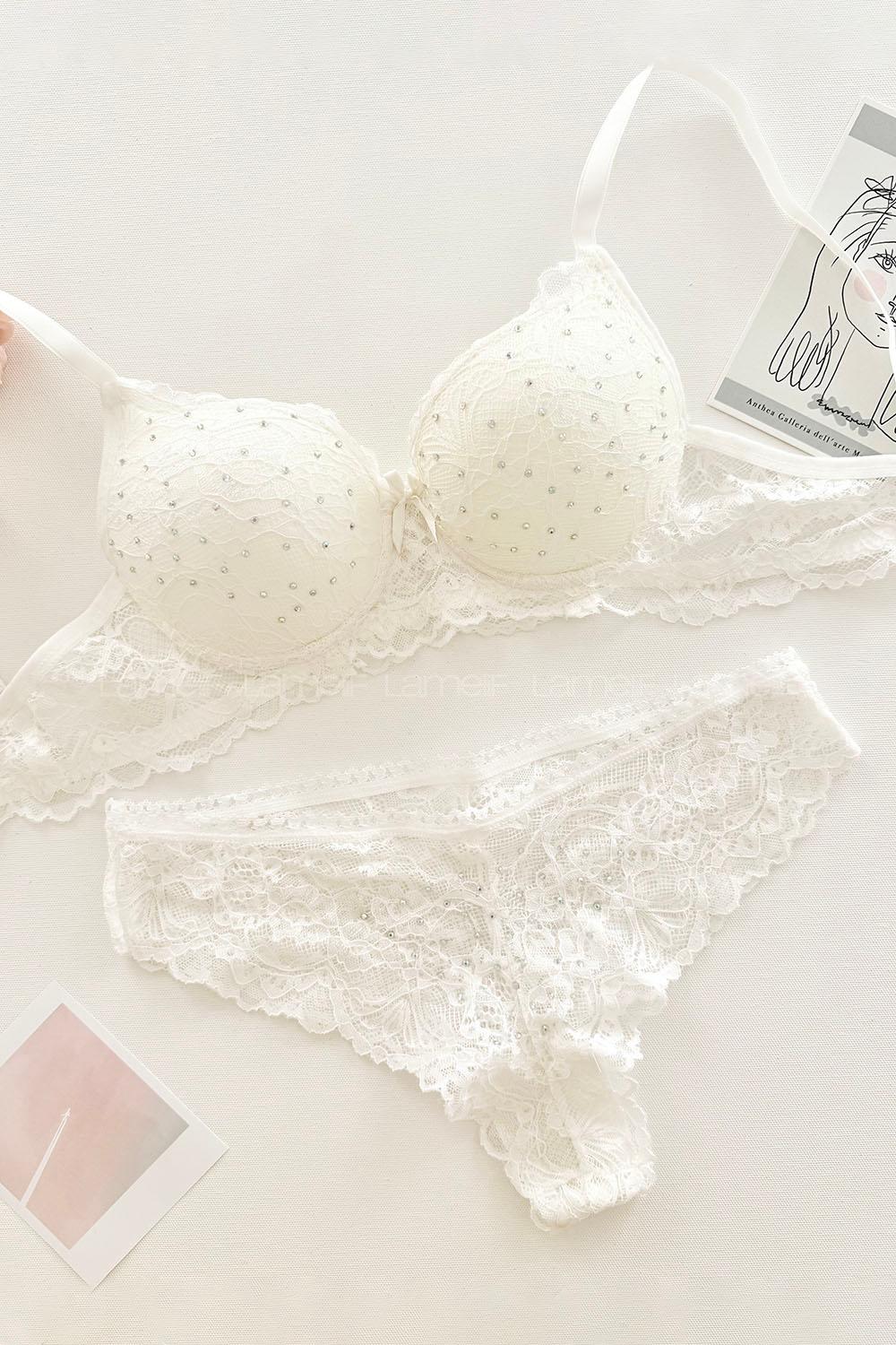 Lamelif Taşlı Dantelli Destekli Sütyen Takım 