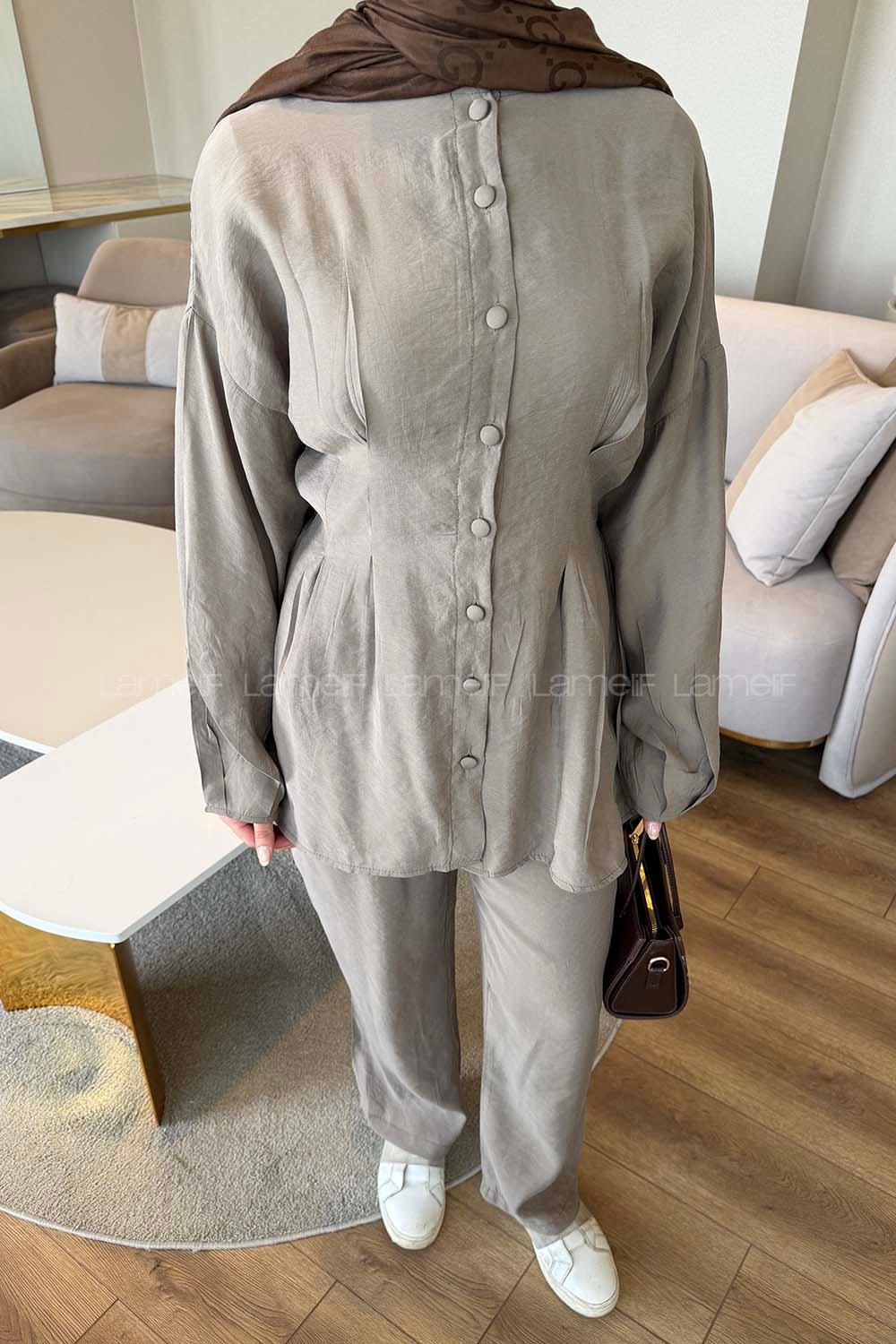 Lamelif Belden Oturtmalı Takım Vizonrengi