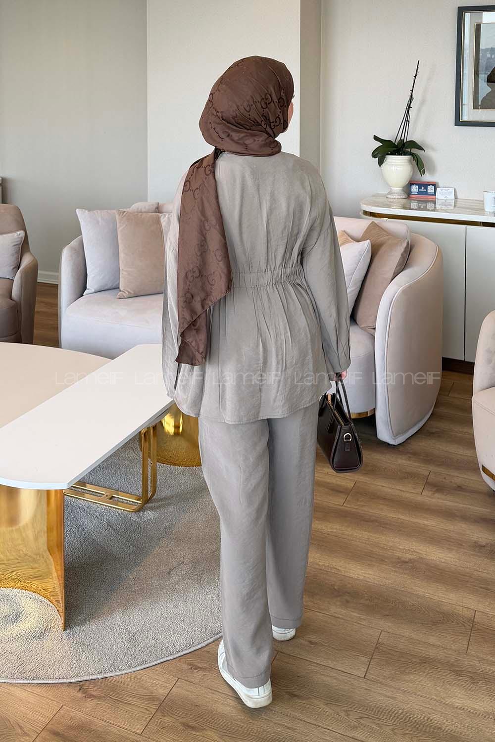 Lamelif Belden Oturtmalı Takım Vizonrengi