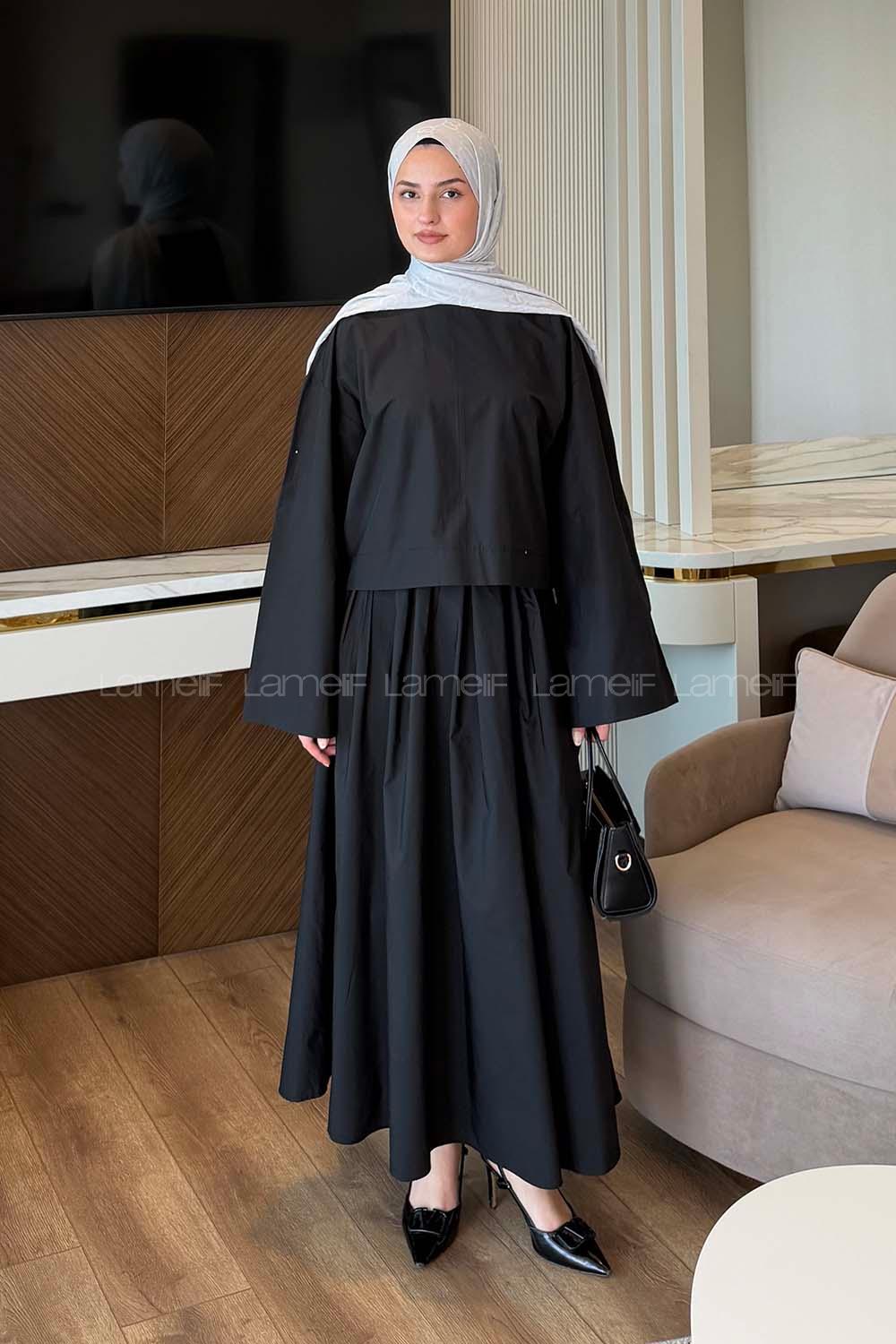 Lamelif Etekli Takım Siyah